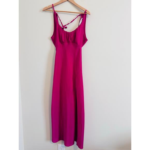 ASTR Pink Ruched Bust Slit Midi Dress Size XS - Picture 2 of 6